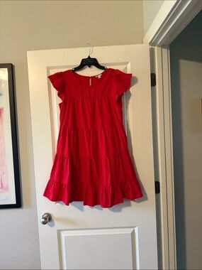 Cato Girls' Bright Red Tiered Ruffle Dress